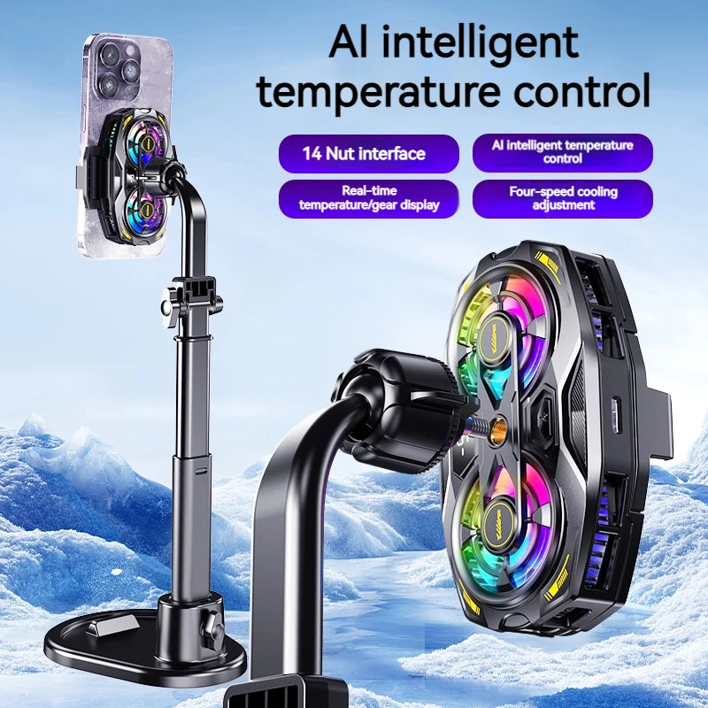 K32 Smartphone Cooler | Dual-Core Radiator, Digital Temperature Display & RGB