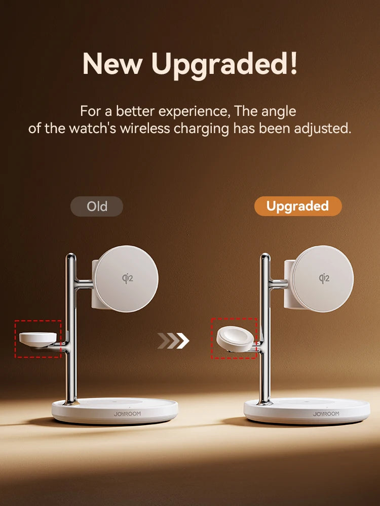 JOYROOM Qi2 4-in-1 Wireless Charging Station – 15W Fast MagSafe Charger with Night Lamp
