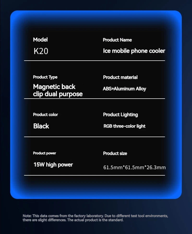 K20 Universal Magnetic Phone Cooler for Gaming | Digital Display