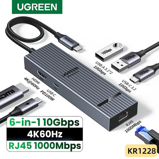 6-in-1 USB-C Hub for Steam Deck & ROG Ally – HDMI, Ethernet, 10Gbps, PD