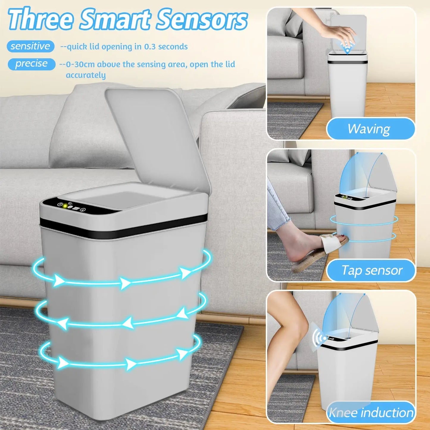 12L Smart-Style Sensor Trash Can – Space-Saving Automatic Waste Bin for Bathroom & Kitchen