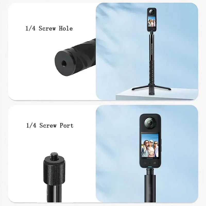 Adjustable Aluminum Selfie Stick for Insta360, GoPro & DJI Action