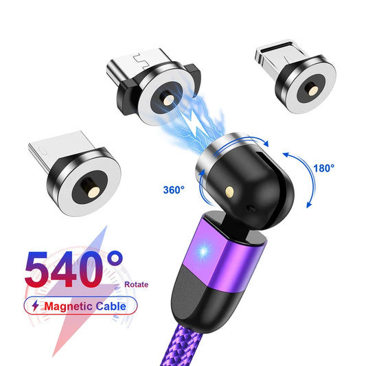 Magnetic Phone Charging Cable 2.4A | LED Indicator & 540° Rotation