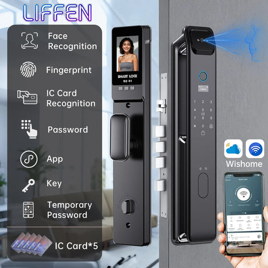 Wishome W-F9 Smart Face Recognition Door Lock with Camera & HD Screen – WiFi Fingerprint Lock