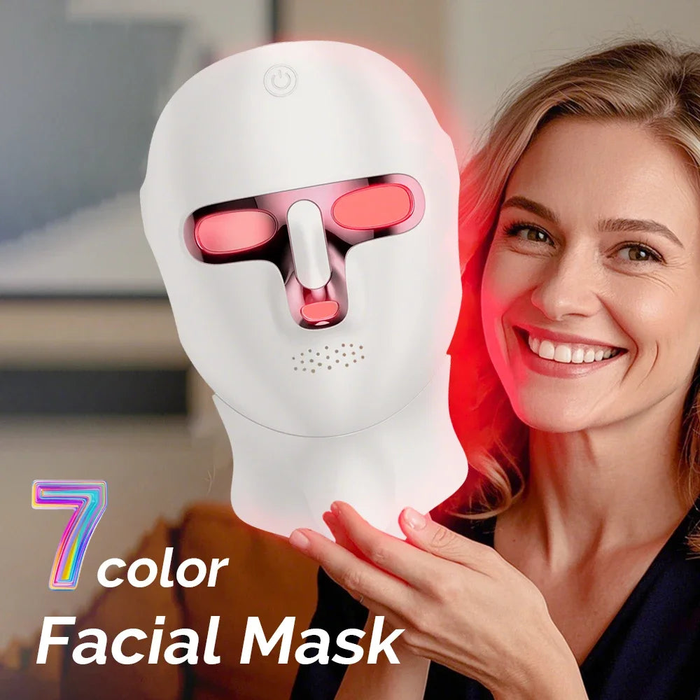 Wireless LED Facial & Neck Mask 7-Color Therapy – Foreverlily Skin Care Device