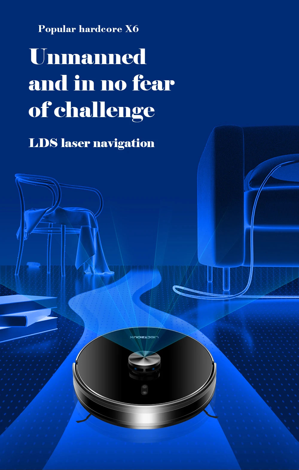Liectroux X6 Smart Robot Vacuum Cleaner – Laser LiDAR, Y-Shape Mopping, 6500Pa Suction