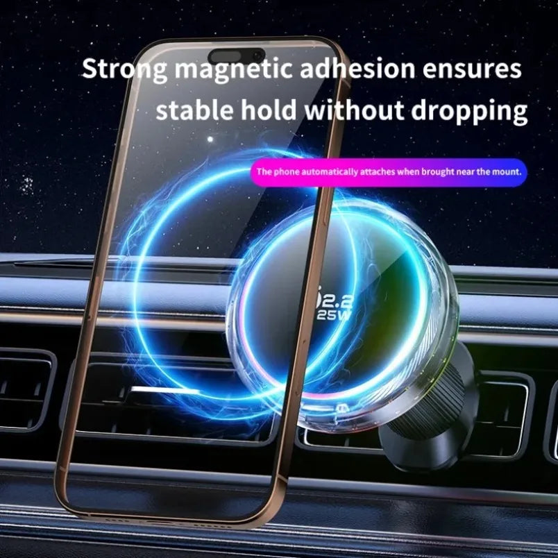 VIKEFON MagSafe-Style Car Charger – 15W Fast Wireless Charging with Cooling Fan