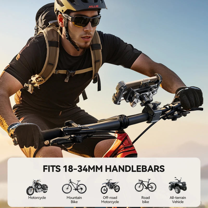 Anti-Vibration Motorcycle Phone Holder – 360° Handlebar Mount