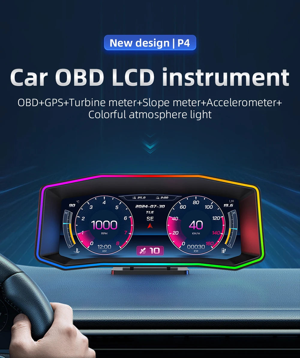 MAIMEIMI P4 OBD2 + GPS Head-Up Display – Smart Digital Speedometer, Fuel Consumption & Car Diagnostic HUD