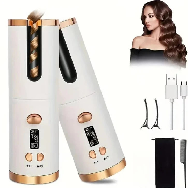 Cordless Hair Curler with Adjustable Heat – Portable Rechargeable Styling Tool