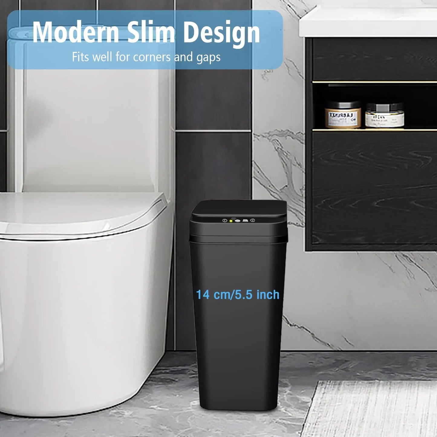 12L Smart-Style Sensor Trash Can – Space-Saving Automatic Waste Bin for Bathroom & Kitchen
