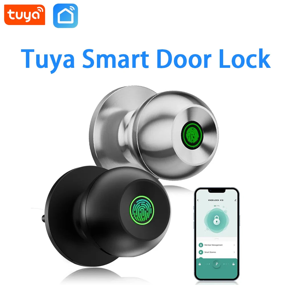 Tuya Smart Fingerprint Door Lock with Bluetooth App Control – Keyless Smart Lock
