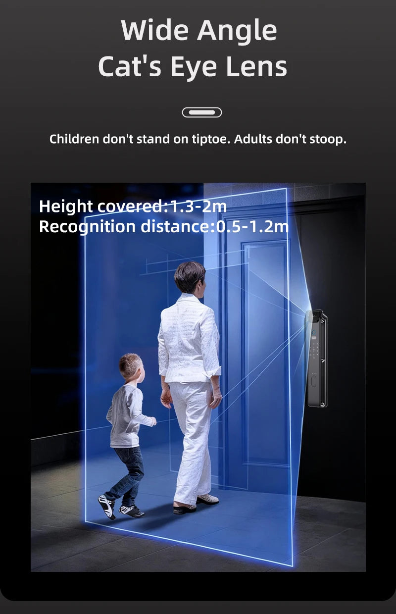 Wishome W-F9 Smart Face Recognition Door Lock with Camera & HD Screen – WiFi Fingerprint Lock