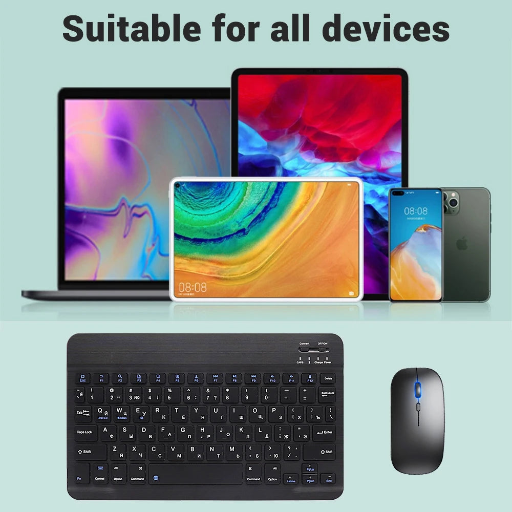 Bluetooth Keyboard with Wireless Mouse – Rechargeable, Home Office Ready