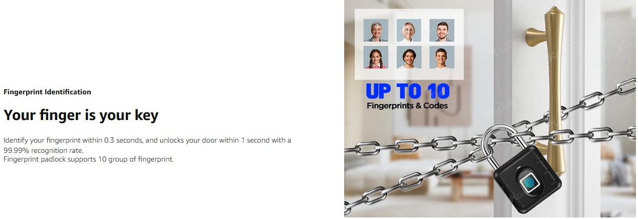 Fingerprint Padlock – IP67 Biometric Keyless Lock for Locker, Luggage & Gate