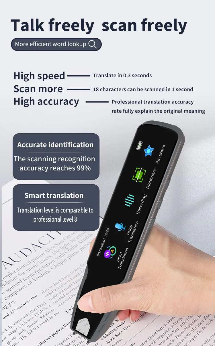 Smart Scanning Dictionary Pen with Display Screen – Portable Text Translator