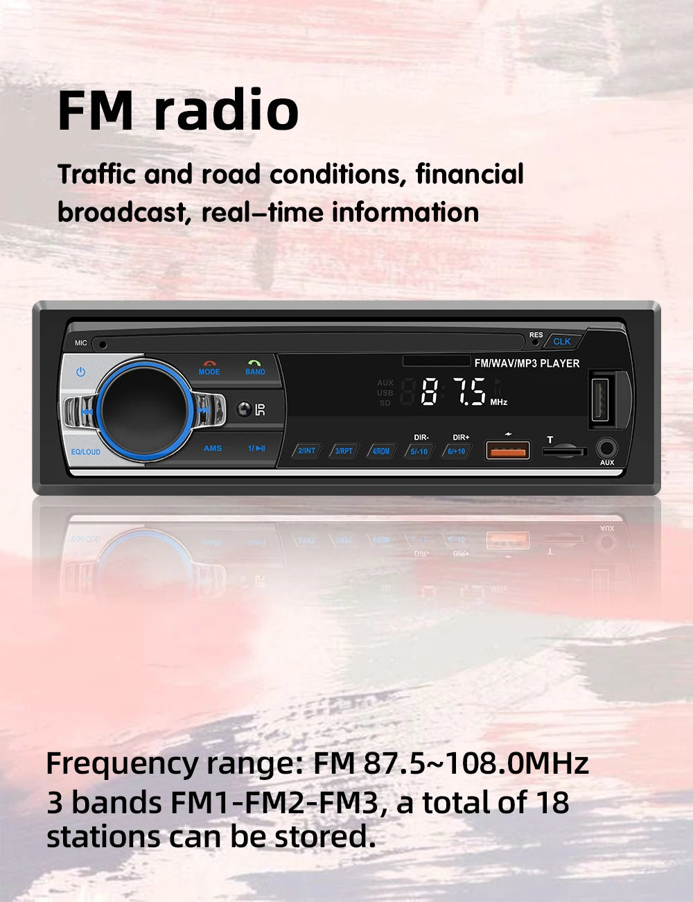 BQCC M11 Double Din Bluetooth Car Stereo – 60W×4 FM Radio, USB/SD MP3 Player, AUX Input & Voice Assistant