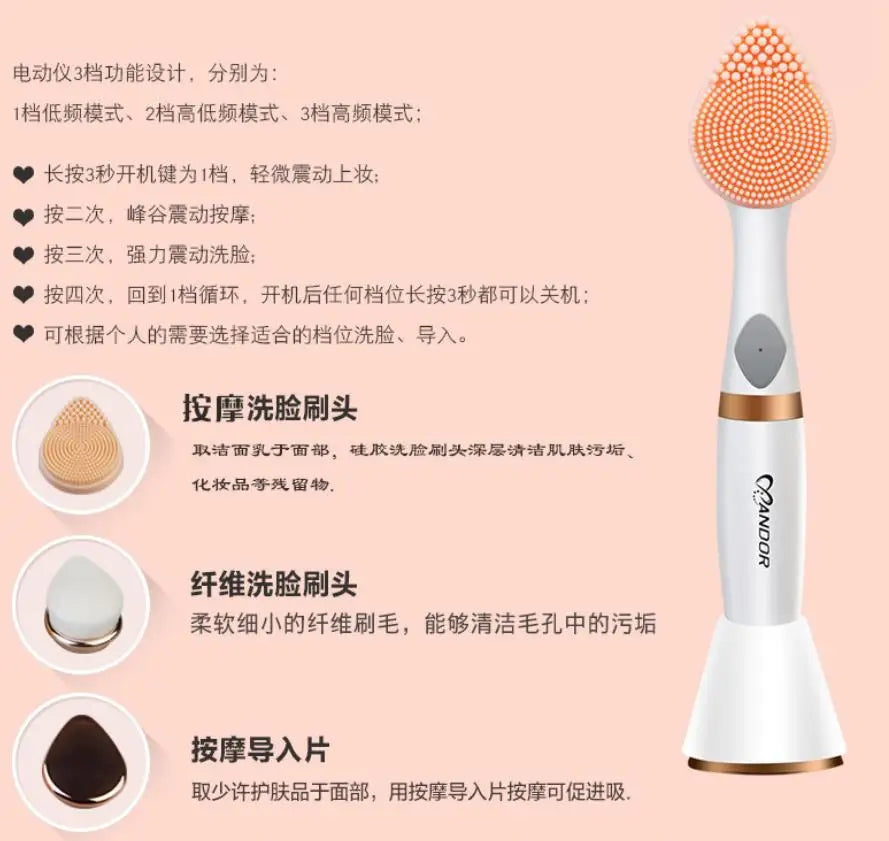 KNCOKAR Electric Facial Cleansing Brush – Vibration Massage Deep Clean Skincare Tool