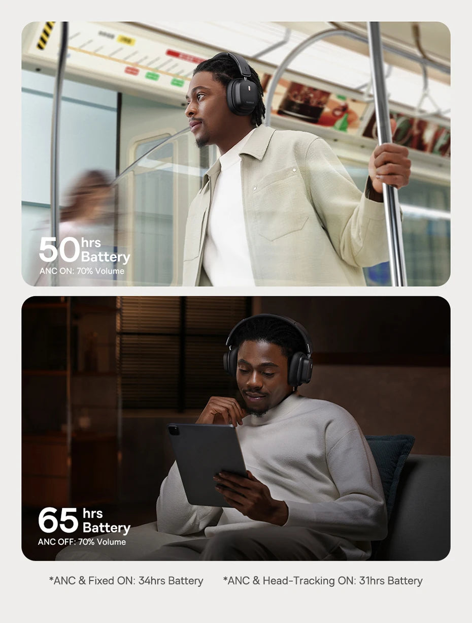 BASEUS Bowie 30 Max ANC Wireless Headphones – LDAC, Spatial Audio, 65H Battery