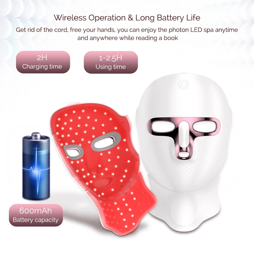 Wireless LED Facial & Neck Mask 7-Color Therapy – Foreverlily Skin Care Device