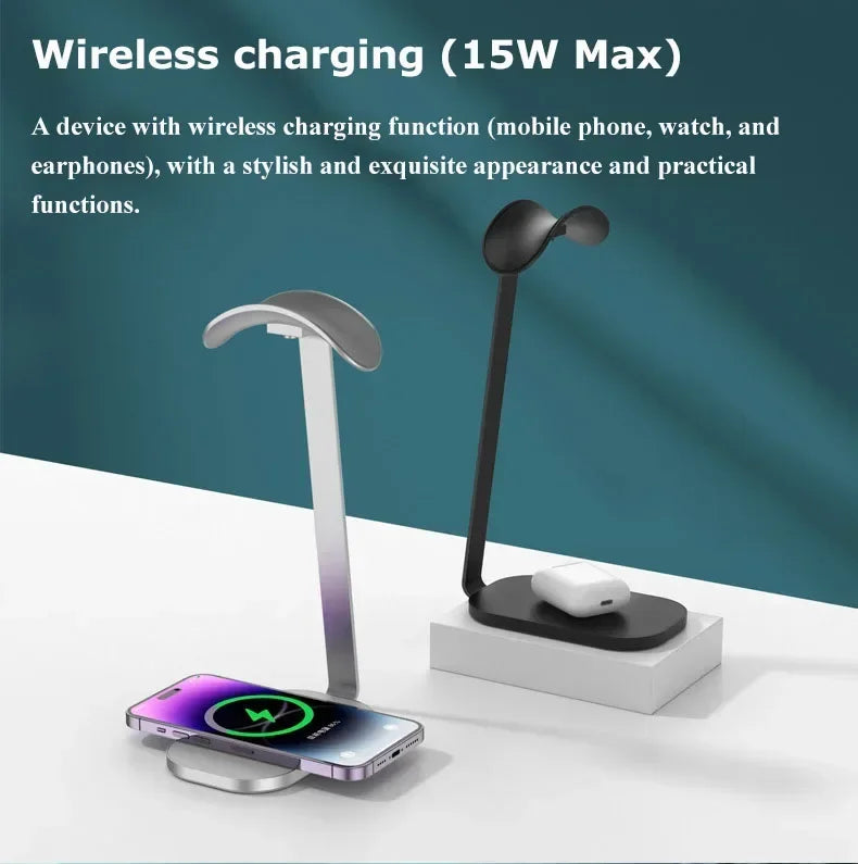 Premium Headphone Holder Stand – Aluminium Alloy, Weighted Base, Optional Wireless Charging