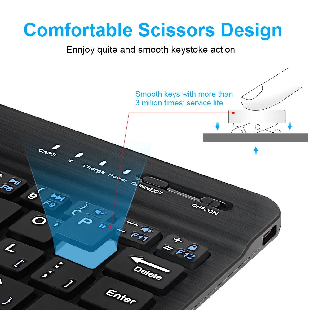 Bluetooth Wireless Mini Keyboard – Rechargeable, Multi-Device, Compact Layout