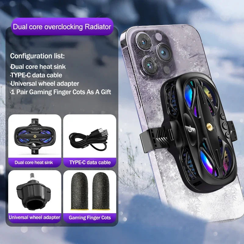 K11/K12 Mobile Live Streaming Radiator – Dual-Core Phone Cooler with Digital Display