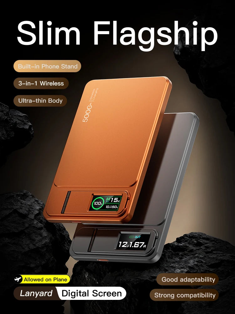 3-in-1 Wireless Power Bank 20W – MagSafe-Style Magnetic Charger with Smart Display & Stand
