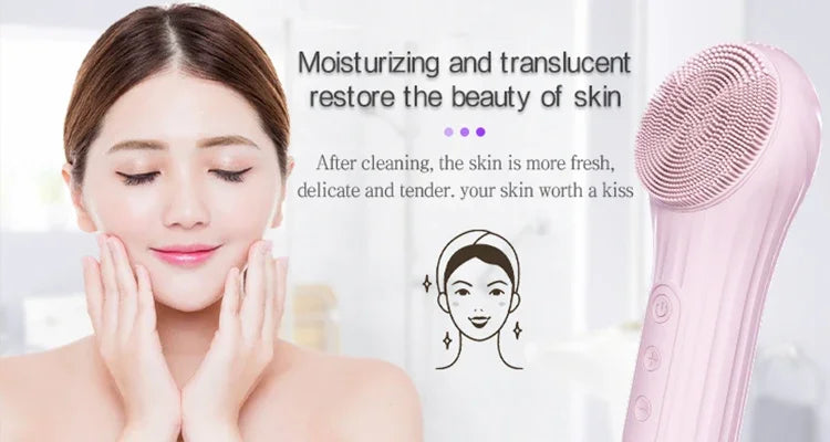 LSHOW Rechargeable Sonic Facial Cleansing Brush with Hot Compress – IPX7 Waterproof Deep Clean & Massage Tool