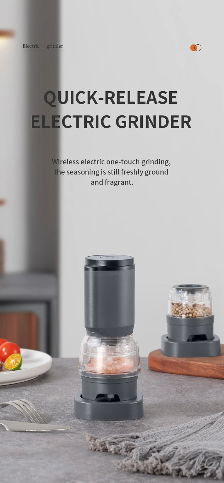 BALASHOV Electric Spice Grinder – Rechargeable Multi-Compartment Grinder with Ceramic Core