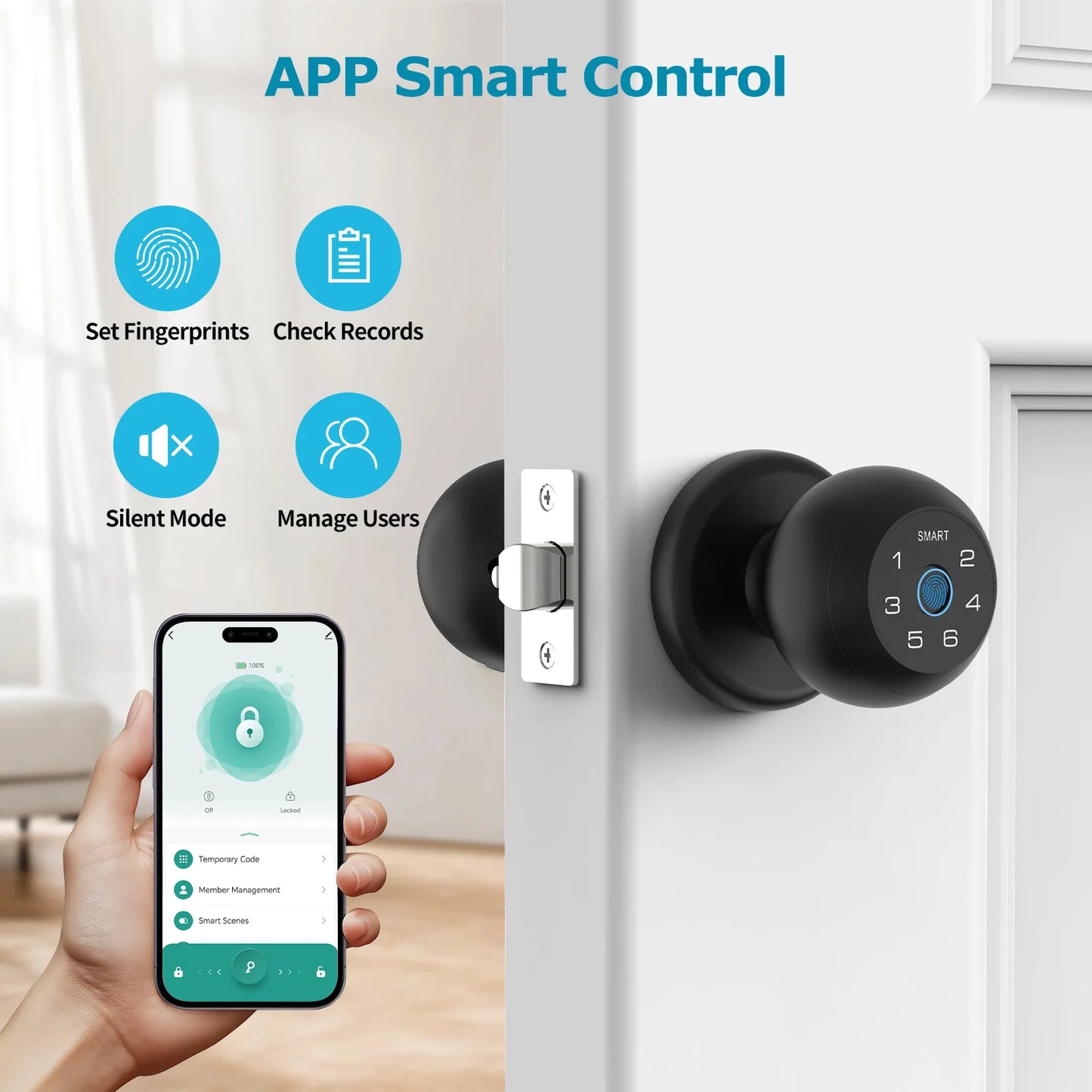 Viladepot D2 Smart Fingerprint Door Lock – Tuya Bluetooth App, Password & Key Unlock