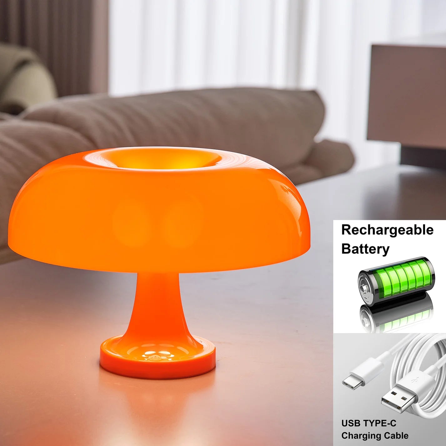 Topwinson Mushroom Night Lamp | Tri-Color Ambient Light with USB-C Charging
