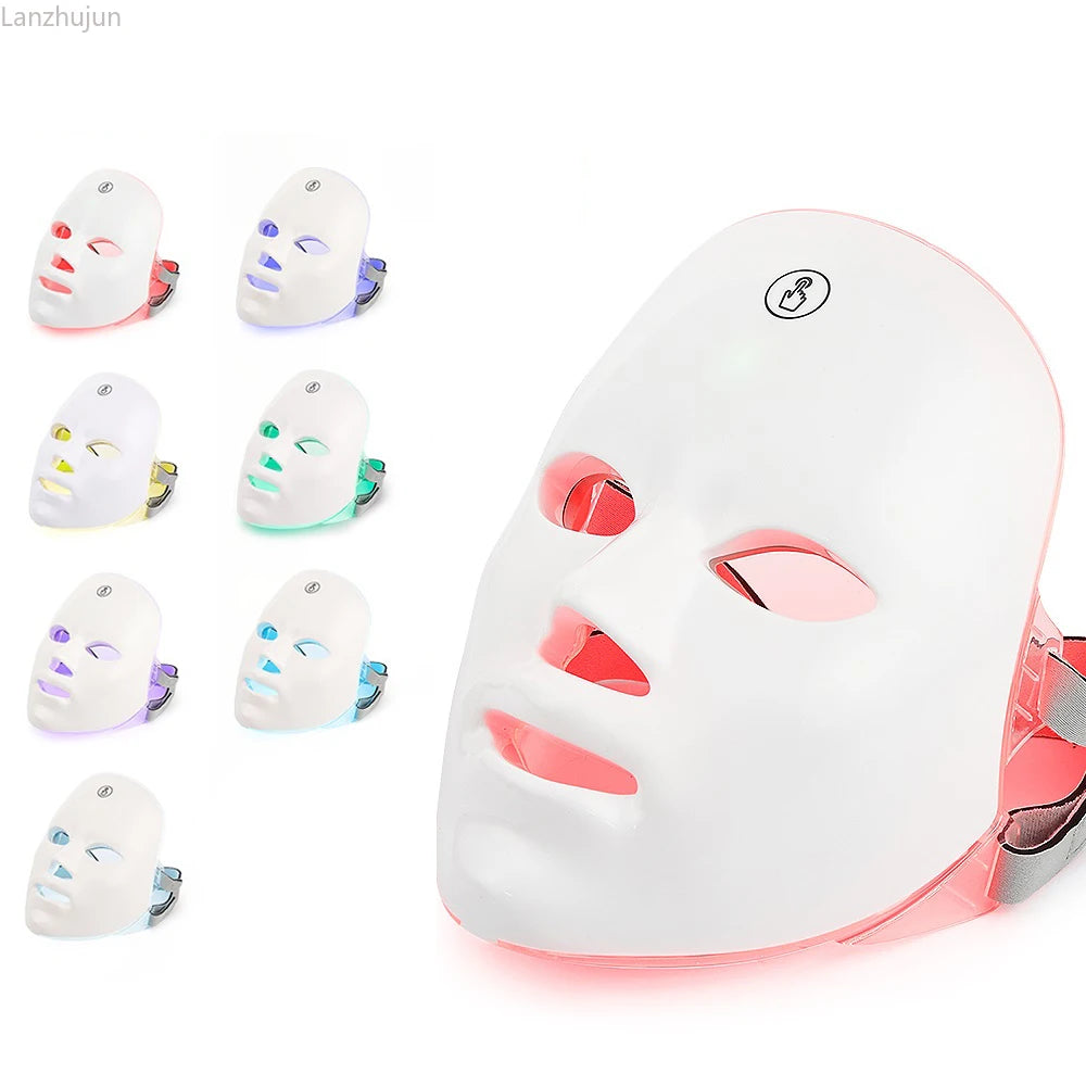 Professional 7-Color LED Face & Neck Mask – Home Skin Rejuvenation Device