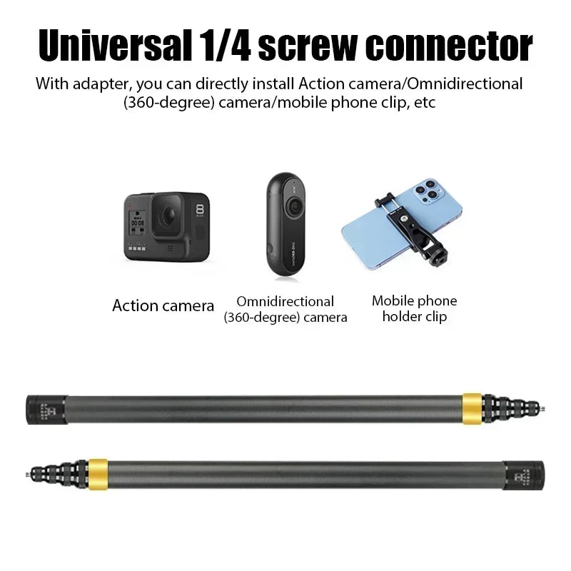 3m Carbon Fiber Invisible Selfie Stick for Insta360 & Action Cameras