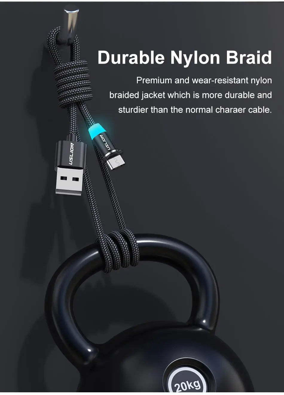 Magnetic Charging Cable 360 Degree – USB-A to Type-C / Lightning / Micro USB (2.4A)