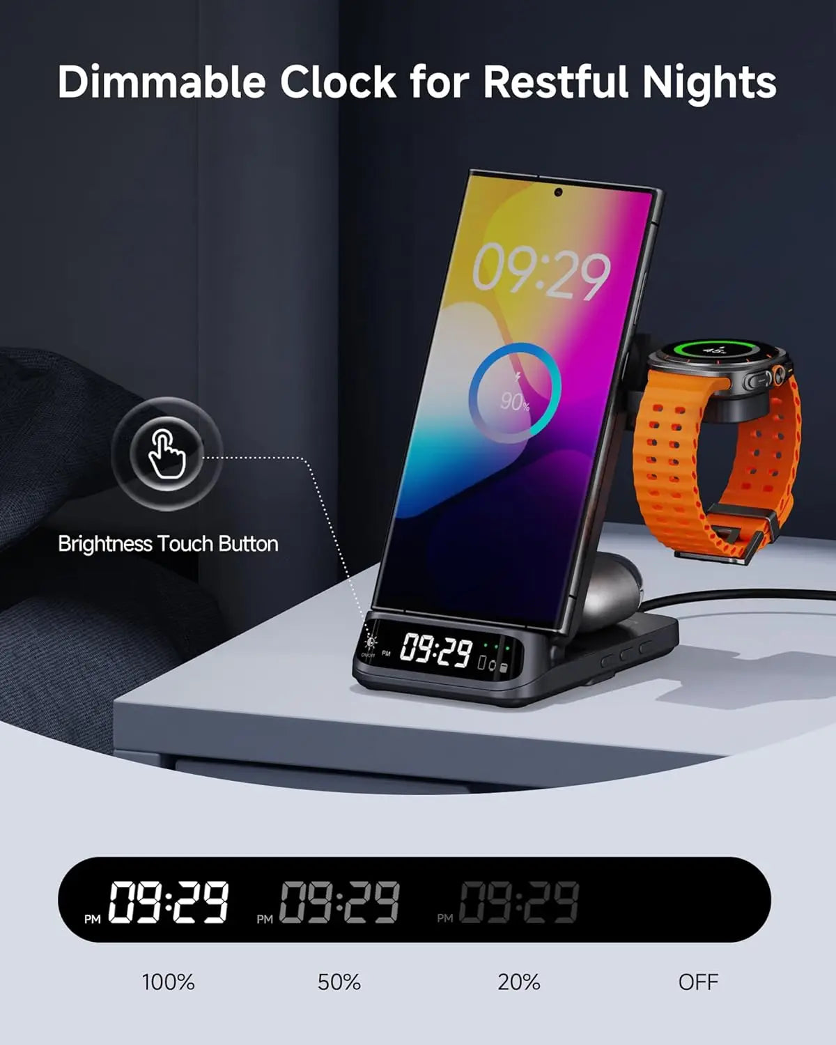 15W Wireless Charging Stand for Samsung Phone, Watch & Earbuds