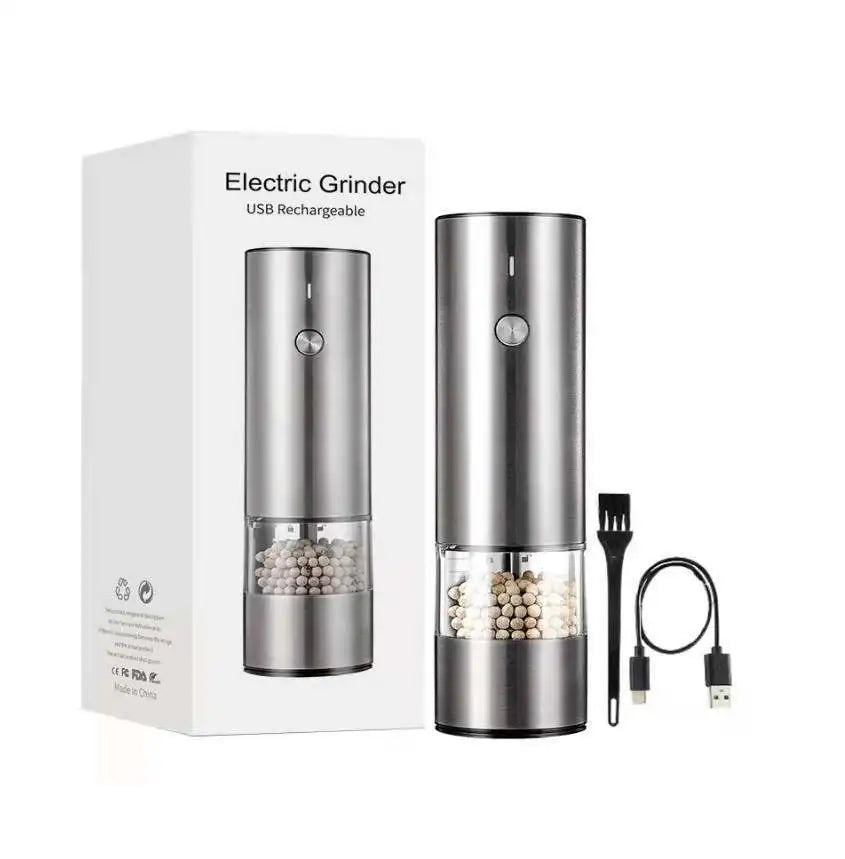 Rechargeable Electric Salt & Pepper Grinder – Adjustable Coarseness with LED & USB-C