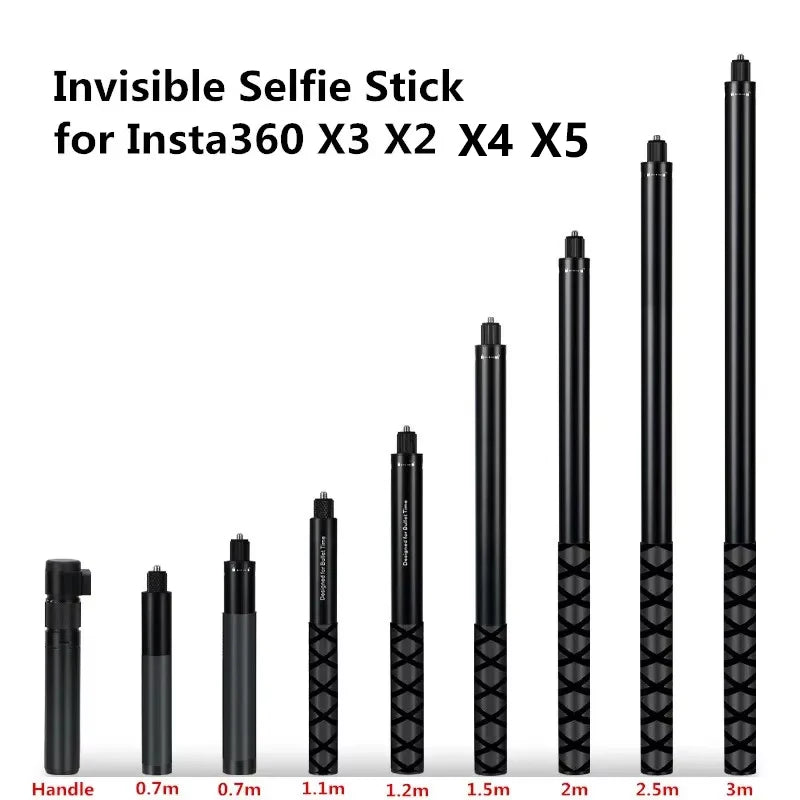 Aluminum Selfie Stick for Insta360, GoPro & DJI Action Cameras