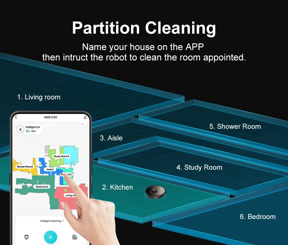 ABIR K30 Robot Vacuum Cleaner – 6500Pa LiDAR Smart Mapping, Self-Empty Station & Mop