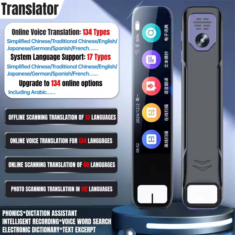 Portable AI Scan Translator Pen | Offline Translation & OCR Reading