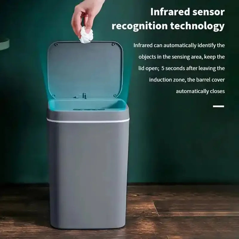 Touchless Sensor Trash Can 16L – Round Infrared Garbage Bin with Deodorizer Slot