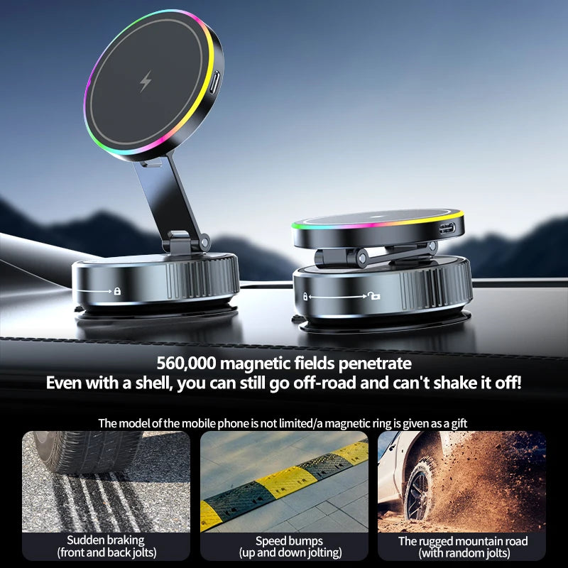 Aluminium Magnetic Car Holder with Wireless Charging – iPhone Compatible