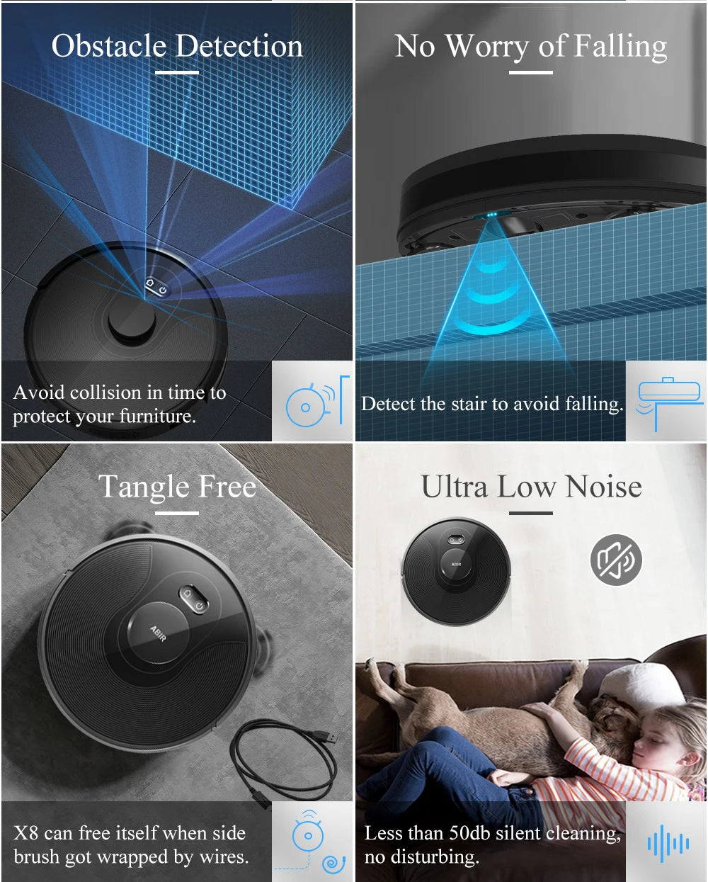ABIR X8 Smart Robot Vacuum Cleaner – Dual Laser SLAM, Y-Shape Mopping, 3-Year Warranty