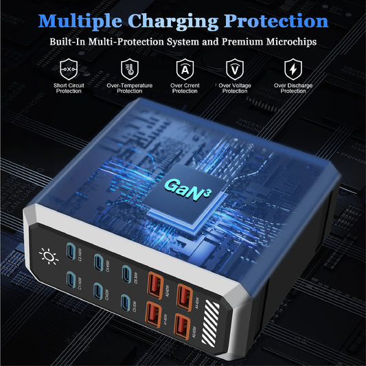 10-in-1 660W USB-C Power Hub – Multi-Device Fast Charging Station with Global Plugs