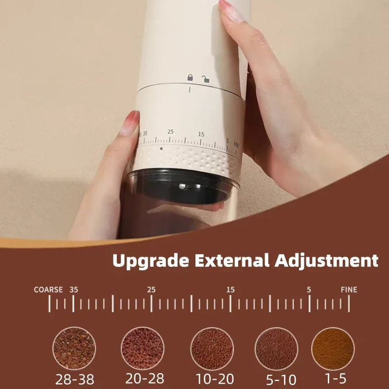 CREAROMA Rechargeable Coffee Grinder – Ceramic Burr, 38 Grind Levels, Touch Screen Control