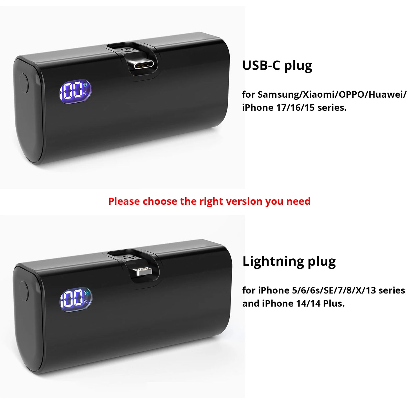 Pocket Power Bank 5000mAh – 22W PD Fast Charge with Foldable Plug