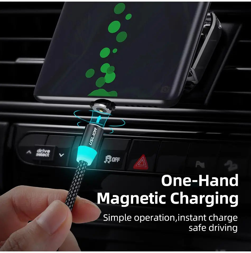 Magnetic Charging Cable 360 Degree – USB-A to Type-C / Lightning / Micro USB (2.4A)