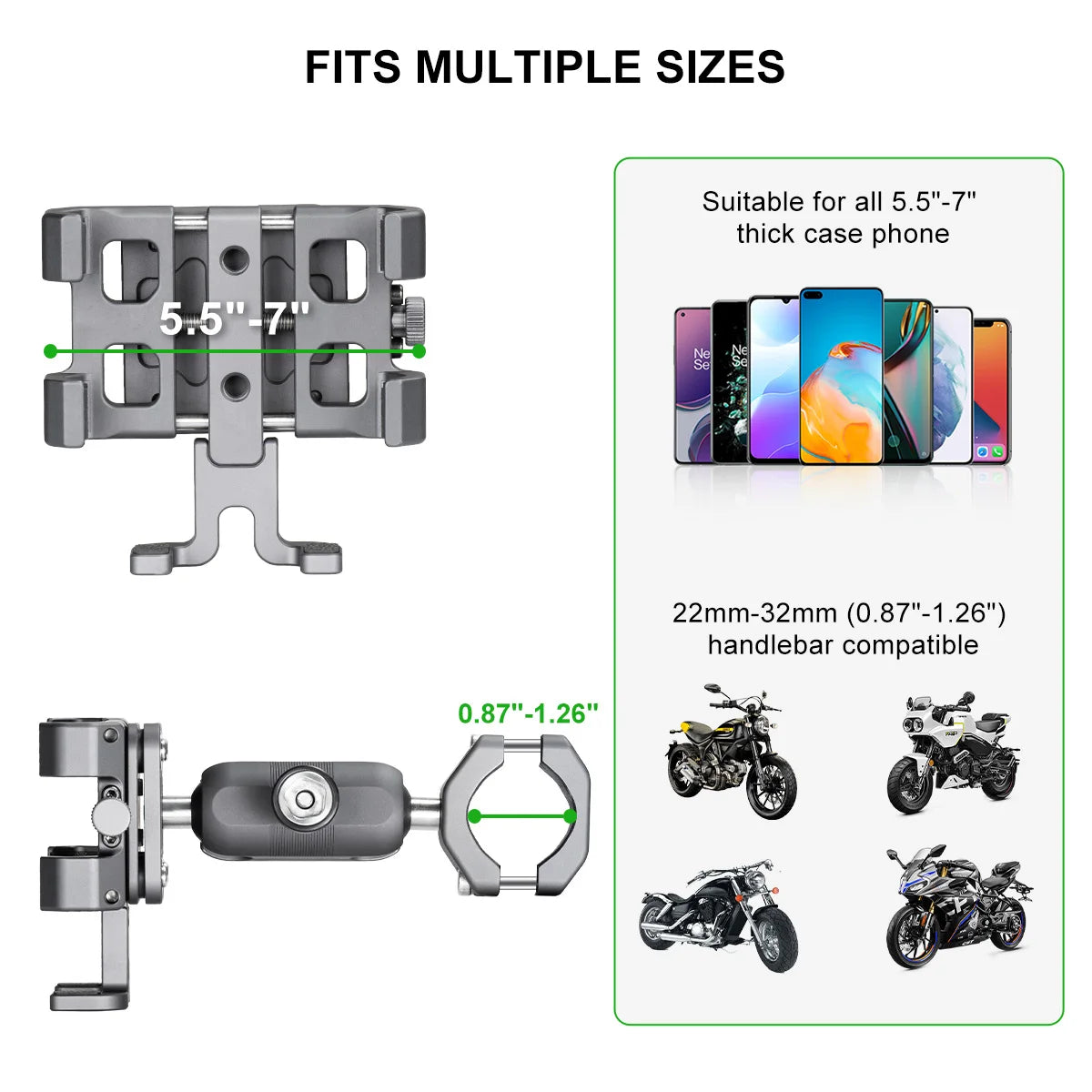 Motorcycle Phone Holder CPC-09T6F – Universal Handlebar Mount