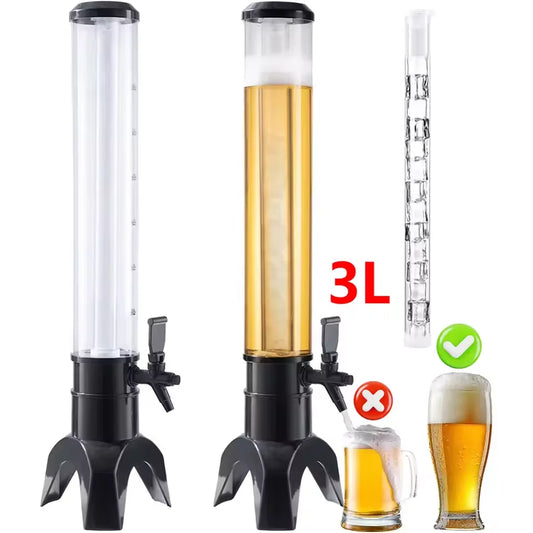 Shunmaii 3L Beer Tower Dispenser with Ice Tube & LED