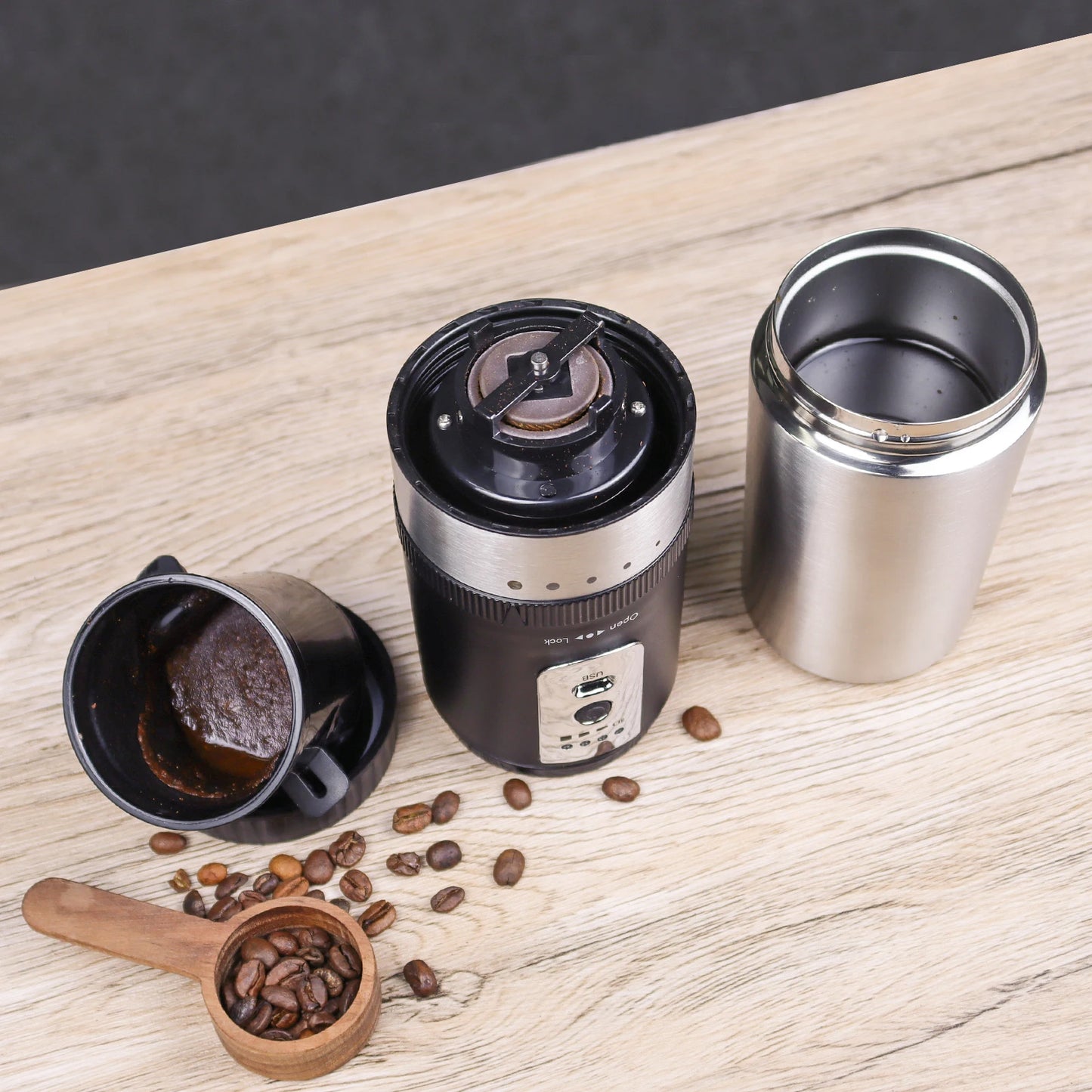 SENSEMAKE Portable Electric Coffee Maker with Grinder – Rechargeable 3-in-1 Travel Brewer